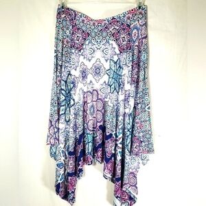 Chico's Asymetrical Multicolored Artsey Bohemian Skirt Sz Chicos 1P/SP